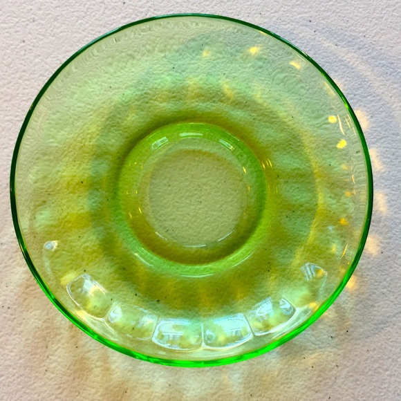 Green Thumbprint Depression Glass Saucer(s) - Picture 2 of 2